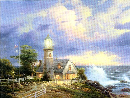 (image for) Handmade Oil painting for home canvas, oil painting framed canvas for living room Thomas Kinkade's painting. No.97